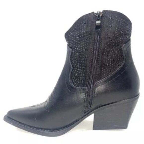 TOP MODA Elk-66 Women's Western Zipper Ankle Heel Bootie Black Size 6 - Picture 1 of 8